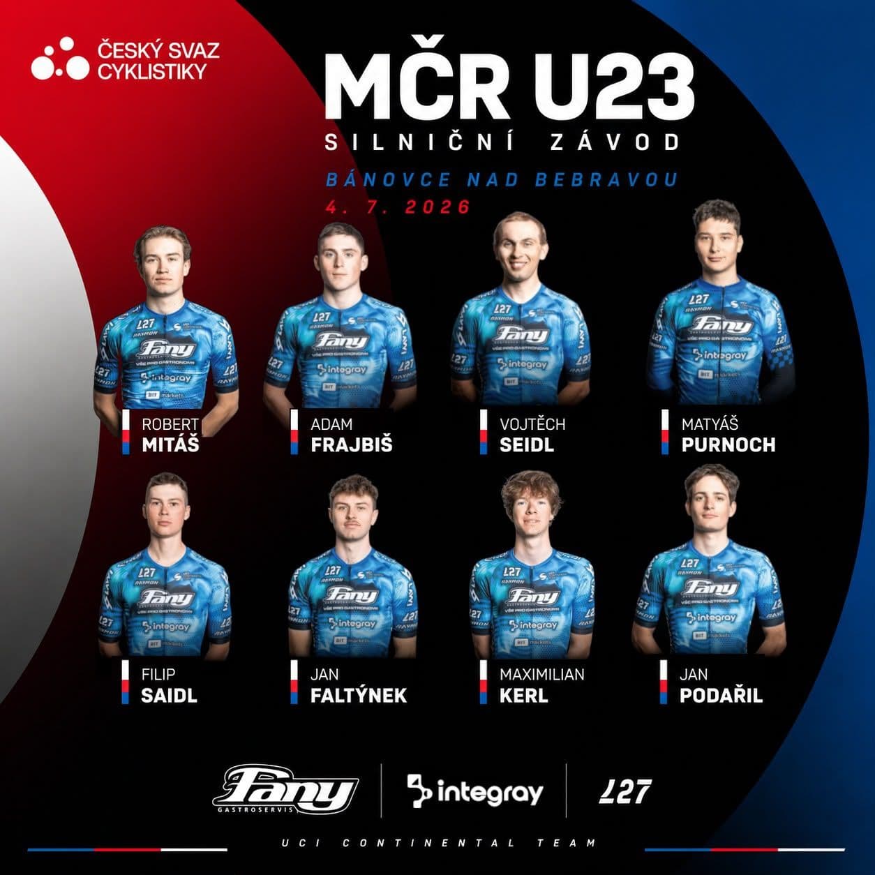 Seznam startujících závodníků na MČR U23